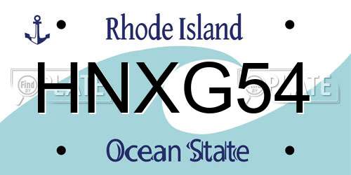 HNXG54 Rhode Island License Plate