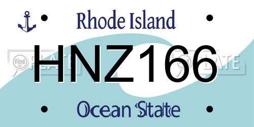 HNZ166 Rhode Island License Plate