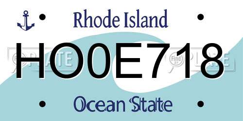 HO0E718 Rhode Island License Plate