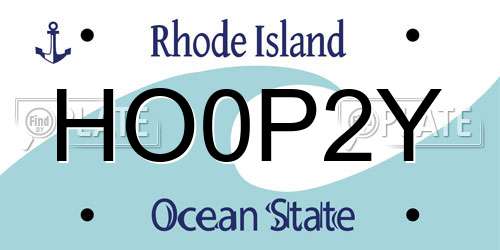 HO0P2Y Rhode Island License Plate