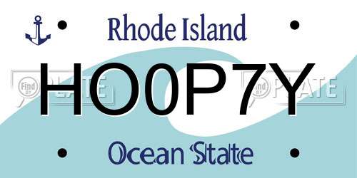 HO0P7Y Rhode Island License Plate