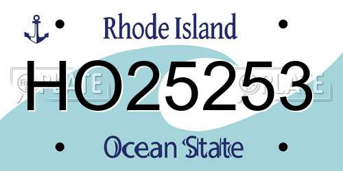 HO25253 Rhode Island License Plate