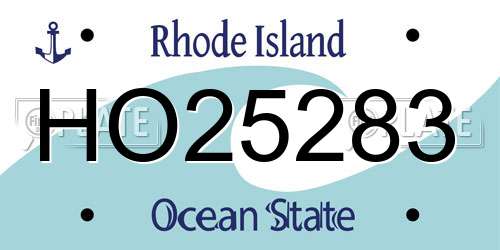 HO25283 Rhode Island License Plate