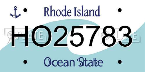 HO25783 Rhode Island License Plate