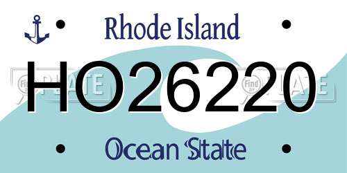 HO26220 Rhode Island License Plate