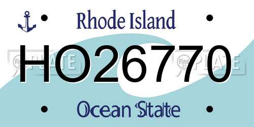 HO26770 Rhode Island License Plate