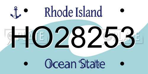HO28253 Rhode Island License Plate