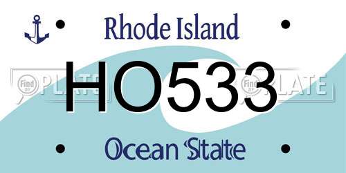 HO533 Rhode Island License Plate