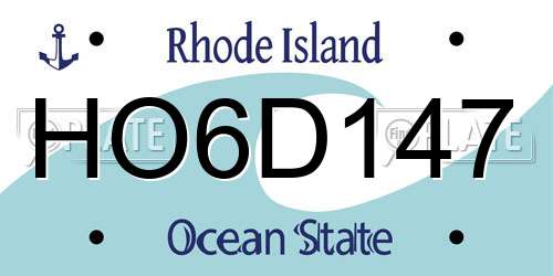 HO6D147 Rhode Island License Plate