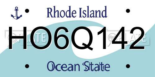 HO6Q142 Rhode Island License Plate