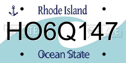 HO6Q147 Rhode Island License Plate