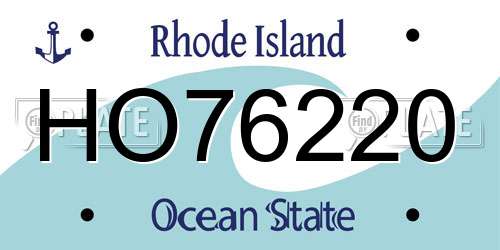 HO76220 Rhode Island License Plate