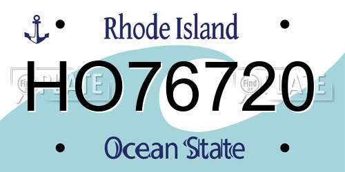 HO76720 Rhode Island License Plate