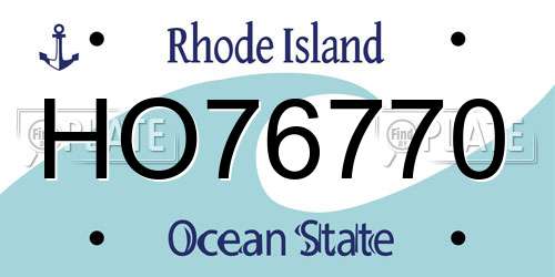 HO76770 Rhode Island License Plate