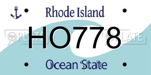 HO778 Rhode Island License Plate