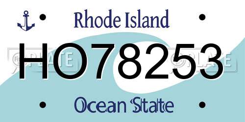 HO78253 Rhode Island License Plate