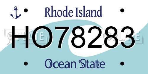HO78283 Rhode Island License Plate