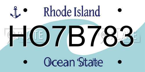 HO7B783 Rhode Island License Plate