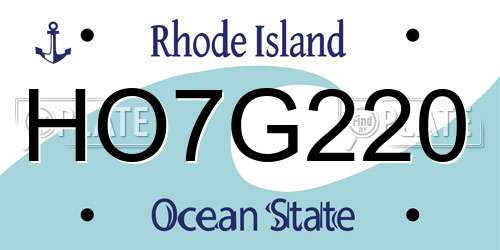 HO7G220 Rhode Island License Plate