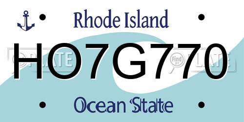 HO7G770 Rhode Island License Plate