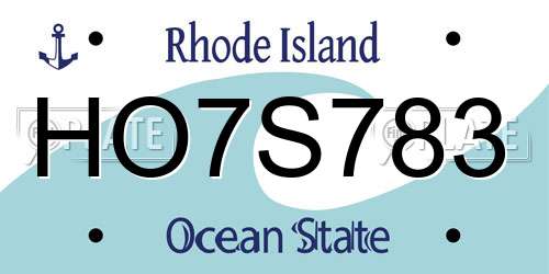 HO7S783 Rhode Island License Plate