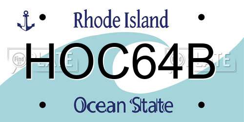 HOC64B Rhode Island License Plate