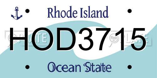 HOD3715 Rhode Island License Plate