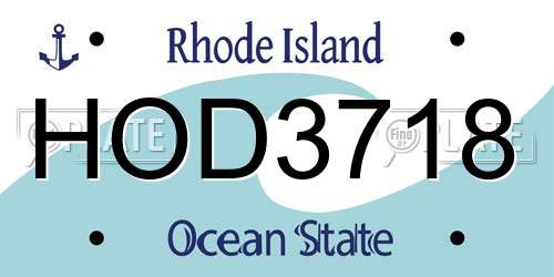 HOD3718 Rhode Island License Plate