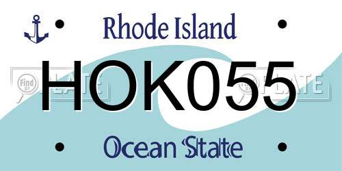 HOK055 Rhode Island License Plate