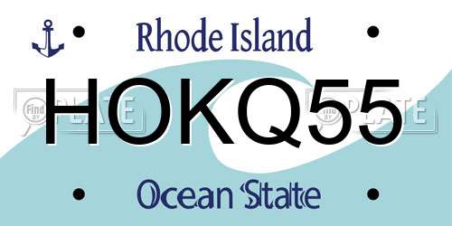 HOKQ55 Rhode Island License Plate