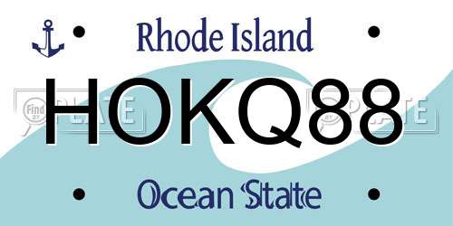 HOKQ88 Rhode Island License Plate