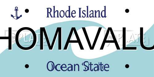 HOMAVALU Rhode Island License Plate