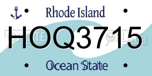 HOQ3715 Rhode Island License Plate