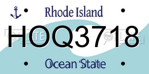 HOQ3718 Rhode Island License Plate