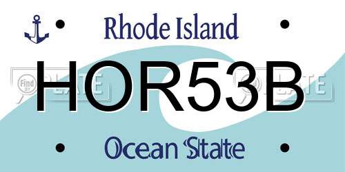 HOR53B Rhode Island License Plate
