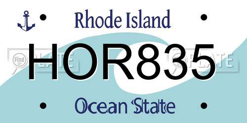 HOR835 Rhode Island License Plate