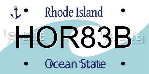 HOR83B Rhode Island License Plate