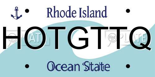 HOTGTTQ Rhode Island License Plate