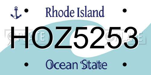 HOZ5253 Rhode Island License Plate