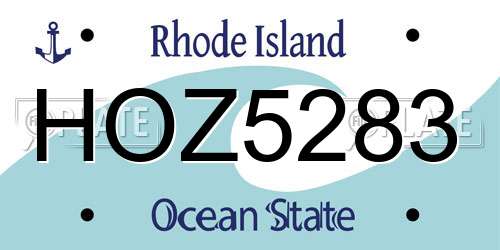 HOZ5283 Rhode Island License Plate