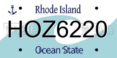 HOZ6220 Rhode Island License Plate
