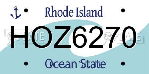 HOZ6270 Rhode Island License Plate