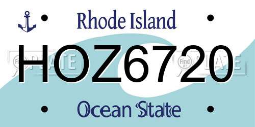 HOZ6720 Rhode Island License Plate