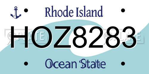 HOZ8283 Rhode Island License Plate