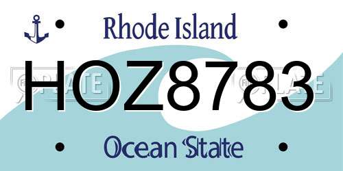 HOZ8783 Rhode Island License Plate