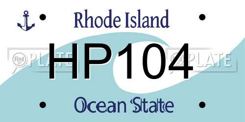 HP104 Rhode Island License Plate