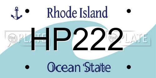 HP222 Rhode Island License Plate