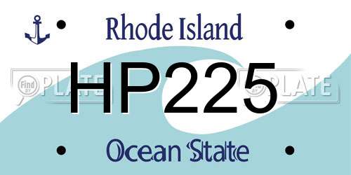 HP225 Rhode Island License Plate