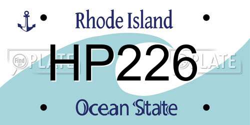 HP226 Rhode Island License Plate