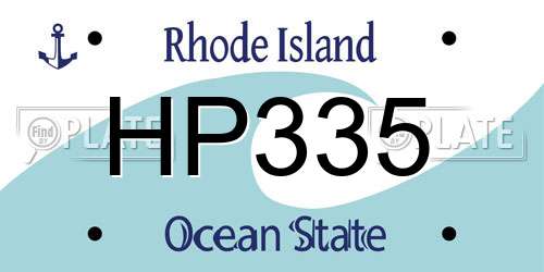 HP335 Rhode Island License Plate